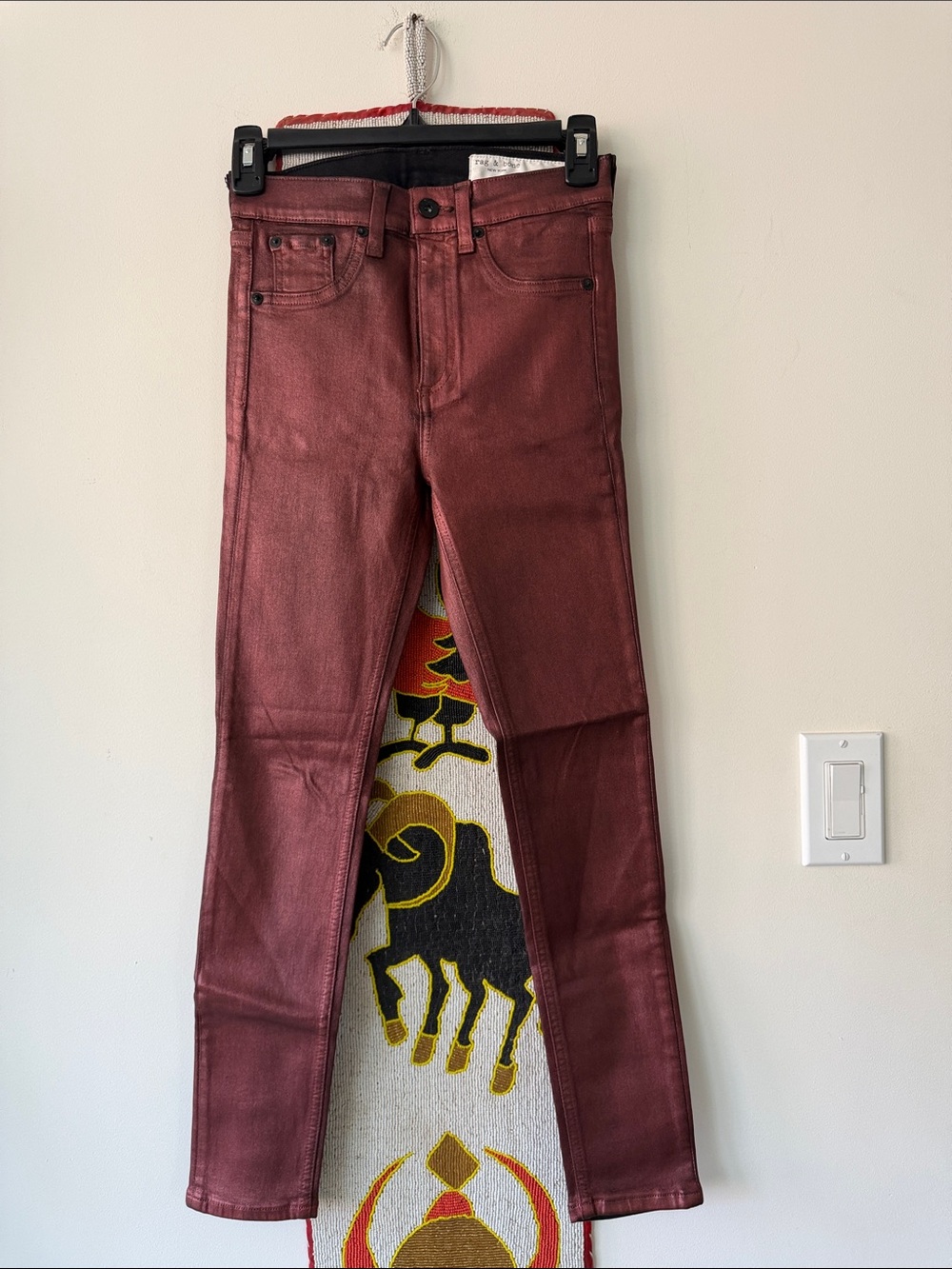 “Rag & Bone” Metallic Coated High Rise Skinny Jeans